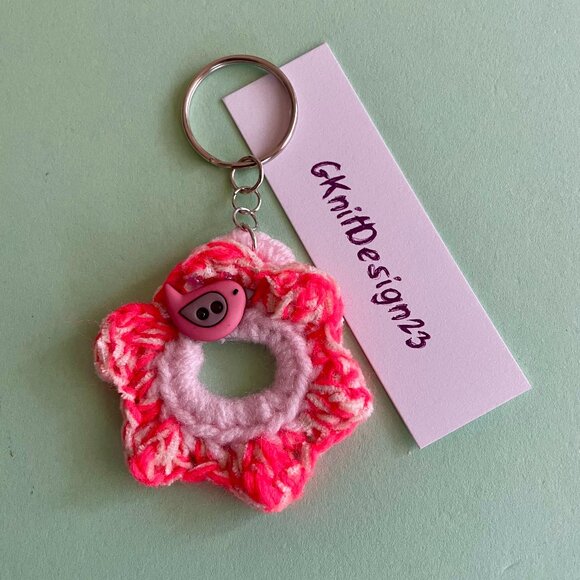 Keychain Charm, Crochet Easter Gift, Floral Keychain, Handmade Backpack … - Picture 4 of 6